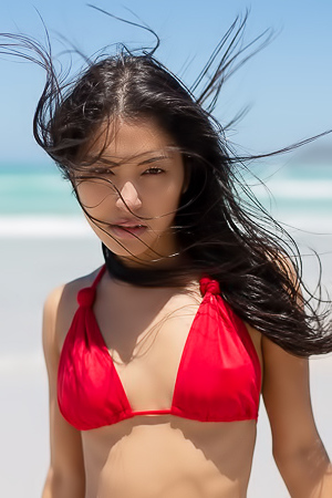 Glamour Asian Babe Chloe Rose In Red Bikini