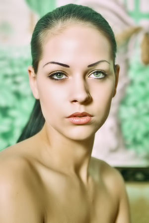 Brunette plays with her naked body