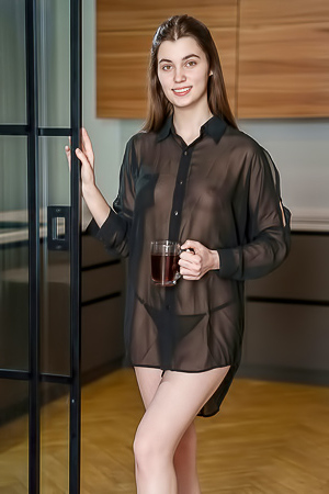 Danna Bliss Her Sheer Black Shirt Skimming Over Her Lovely Breasts