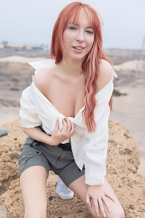 Lilly Mays Teases In The Outdoors With Long Hair And Sneakers On Display