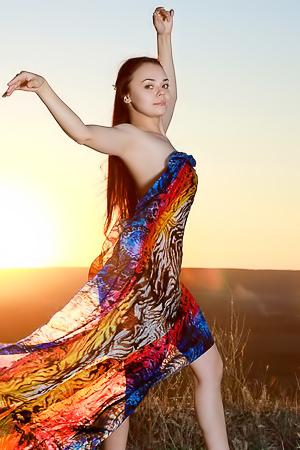 Spreading Her Legs, Mia Grandis Ass Sways On The Meadow Floor
